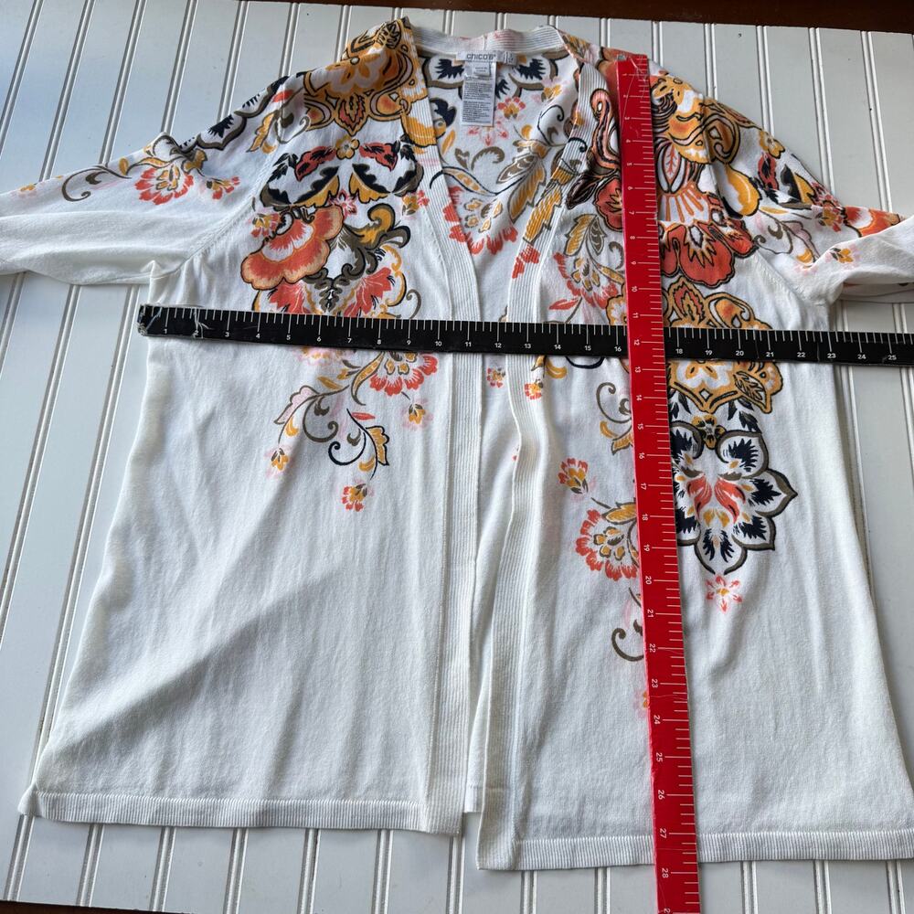 Chico's Summer Romance women’s long-sleeve cardigan sweater floral Size XL - Picture 9 of 9